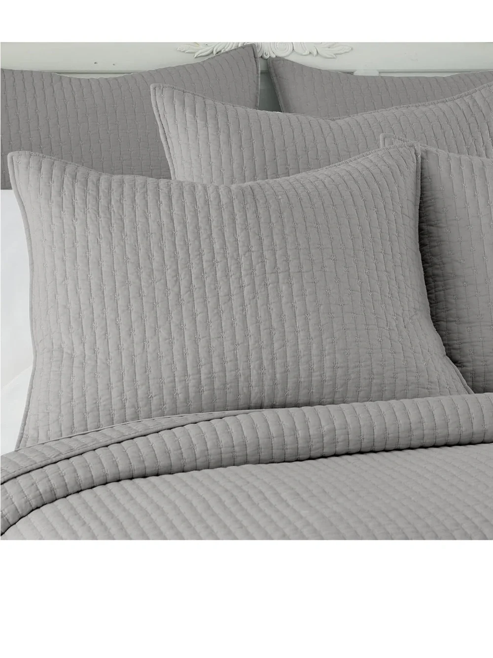 Levtex Home Cross Stitch Reversible Full/Queen Quilt Set - Light Grey